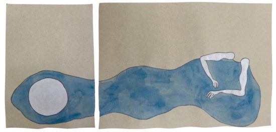 'Sleeping beauty' 2016 (ink pen and water colour on paper, each 21x14.8 cm and 21x29.5 cm)